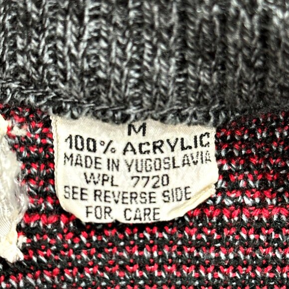 VTG 90s Le Tigre Mens Sweater Size M New Nu Wave Grunge Dad Lightning Arrows AOP - Picture 5 of 7